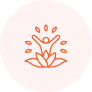 Person with leaves icon in circle.