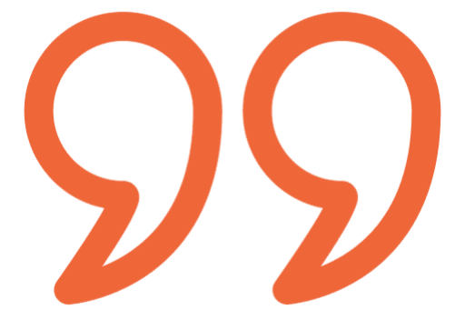 Orange quotation marks on black background.